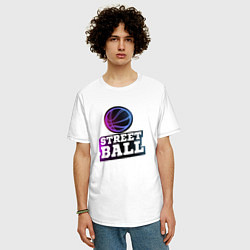 Футболка оверсайз мужская Неоновый Стритбол, цвет: белый — фото 2