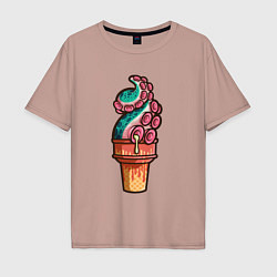 Мужская футболка оверсайз Мороженое осьминог