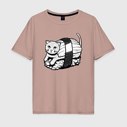 Мужская футболка оверсайз Суши-кот