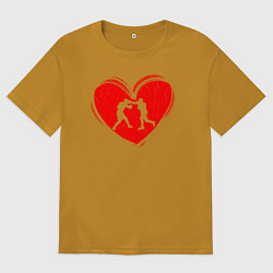 Футболка оверсайз мужская Бокс в моем сердце, цвет: горчичный