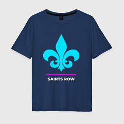 Мужская футболка оверсайз Символ Saints Row в неоновых цветах