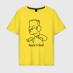 Футболка оверсайз мужская Bart Simpson - Rock n Roll, цвет: желтый