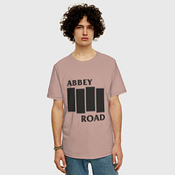 Футболка оверсайз мужская Abbey Road - The Beatles, цвет: пыльно-розовый — фото 2