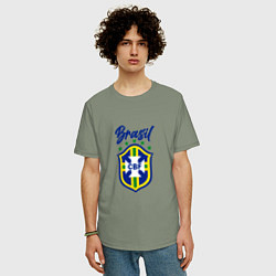 Футболка оверсайз мужская Brasil Football, цвет: авокадо — фото 2