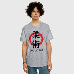 Футболка оверсайз мужская Jiu jitsu red splashes logo, цвет: меланж — фото 2