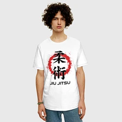 Футболка оверсайз мужская Jiu jitsu red splashes logo, цвет: белый — фото 2