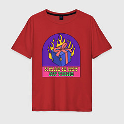Футболка оверсайз мужская Christmas is not my thing, цвет: красный