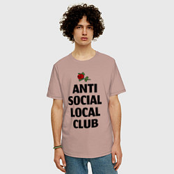 Футболка оверсайз мужская Anti social local club, цвет: пыльно-розовый — фото 2