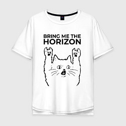 Футболка оверсайз мужская Bring Me the Horizon - rock cat, цвет: белый