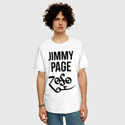 Футболка оверсайз мужская Jimmy Page - Led Zeppelin - legend, цвет: белый — фото 2