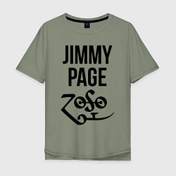 Футболка оверсайз мужская Jimmy Page - Led Zeppelin - legend, цвет: авокадо