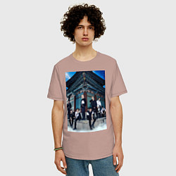 Футболка оверсайз мужская Stray Kids Thunderous, цвет: пыльно-розовый — фото 2