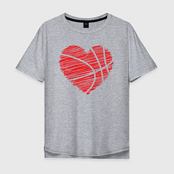 Мужская футболка оверсайз Сердце баскетбольный мяч