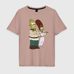 Футболка оверсайз мужская Homer and Marge in Shrek style, цвет: пыльно-розовый