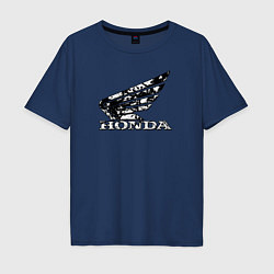 Футболка оверсайз мужская Хонда логотип, цвет: тёмно-синий