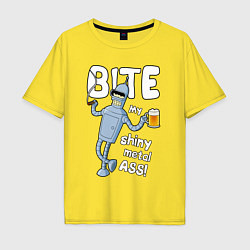 Футболка оверсайз мужская Bender ass & beer, цвет: желтый