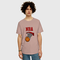 Футболка оверсайз мужская Basketball - NBA logo, цвет: пыльно-розовый — фото 2