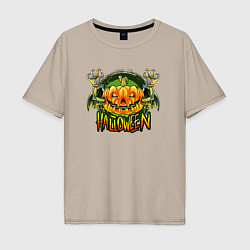 Мужская футболка оверсайз Кислотная тыква Halloween