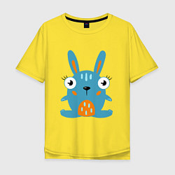 Мужская футболка оверсайз Смешной круглый заяц, глазастый кролик