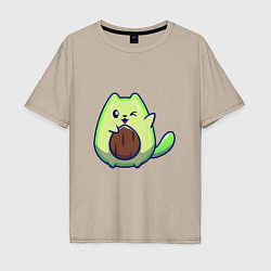 Мужская футболка оверсайз Avocado green cat