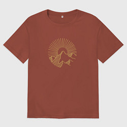 Мужская футболка оверсайз Горы и солнце в круге