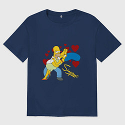 Мужская футболка оверсайз Гомер и Мардж Симпсон