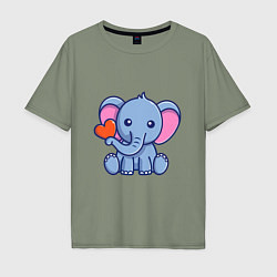 Футболка оверсайз мужская Love Elephant, цвет: авокадо