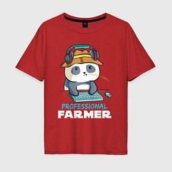 Футболка оверсайз мужская Professional Farmer - панда геймер, цвет: красный