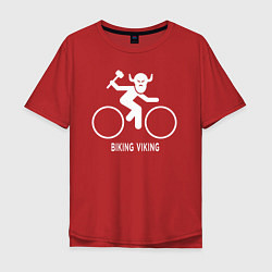 Футболка оверсайз мужская Велосипед - Викинг, цвет: красный