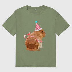 Мужская футболка оверсайз Праздничная капибара