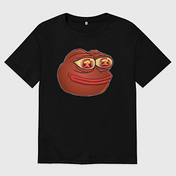 Мужская футболка оверсайз Лягушонок Пепе смотрит на огонь