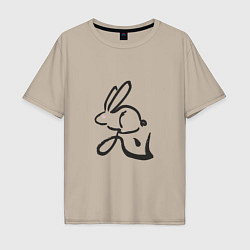 Мужская футболка оверсайз Кролик - Иероглиф
