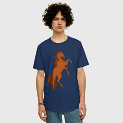 Футболка оверсайз мужская Лошадка на задних ногах, цвет: тёмно-синий — фото 2