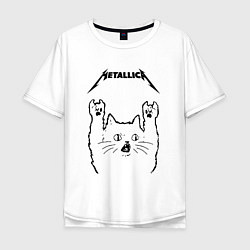 Футболка оверсайз мужская Metallica - rock cat, цвет: белый