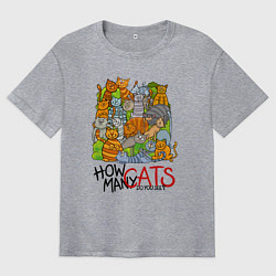 Мужская футболка оверсайз Сколько котов вы видите?