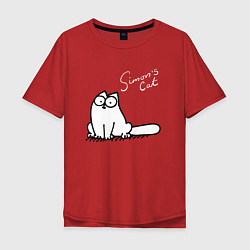 Футболка оверсайз мужская Saimons Cat, цвет: красный