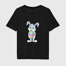 Футболка оверсайз мужская Книжный кролик, цвет: черный