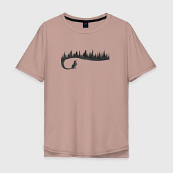 Мужская футболка оверсайз Лиса и лес