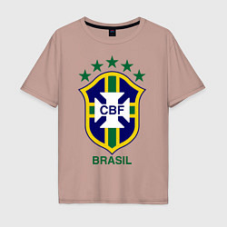 Футболка оверсайз мужская Brasil CBF, цвет: пыльно-розовый