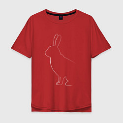 Футболка оверсайз мужская Силуэт кролика, цвет: красный