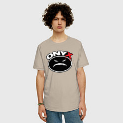 Футболка оверсайз мужская Onyx - black logo, цвет: миндальный — фото 2