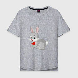 Мужская футболка оверсайз Кролик и сердечко