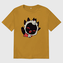 Мужская футболка оверсайз Cult of the Lamb - Овечка радостно приветствует