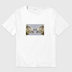 Футболка оверсайз мужская Разговор двух баранов, цвет: белый