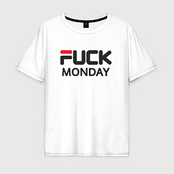 Футболка оверсайз мужская Fuck monday, anti-brand, fila, цвет: белый