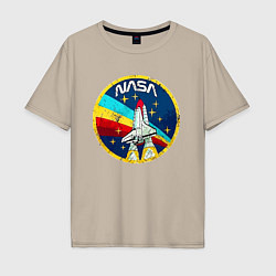 Футболка оверсайз мужская NASA - emblem - USA, цвет: миндальный