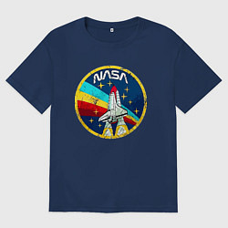 Футболка оверсайз мужская NASA - emblem - USA, цвет: тёмно-синий