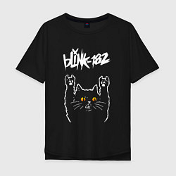 Футболка оверсайз мужская Blink 182 rock cat, цвет: черный