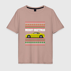 Мужская футболка оверсайз Merry Driftmas Nissan Silvia S15 Ugly Sweater