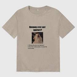 Мужская футболка оверсайз Почему этот кот кричит?